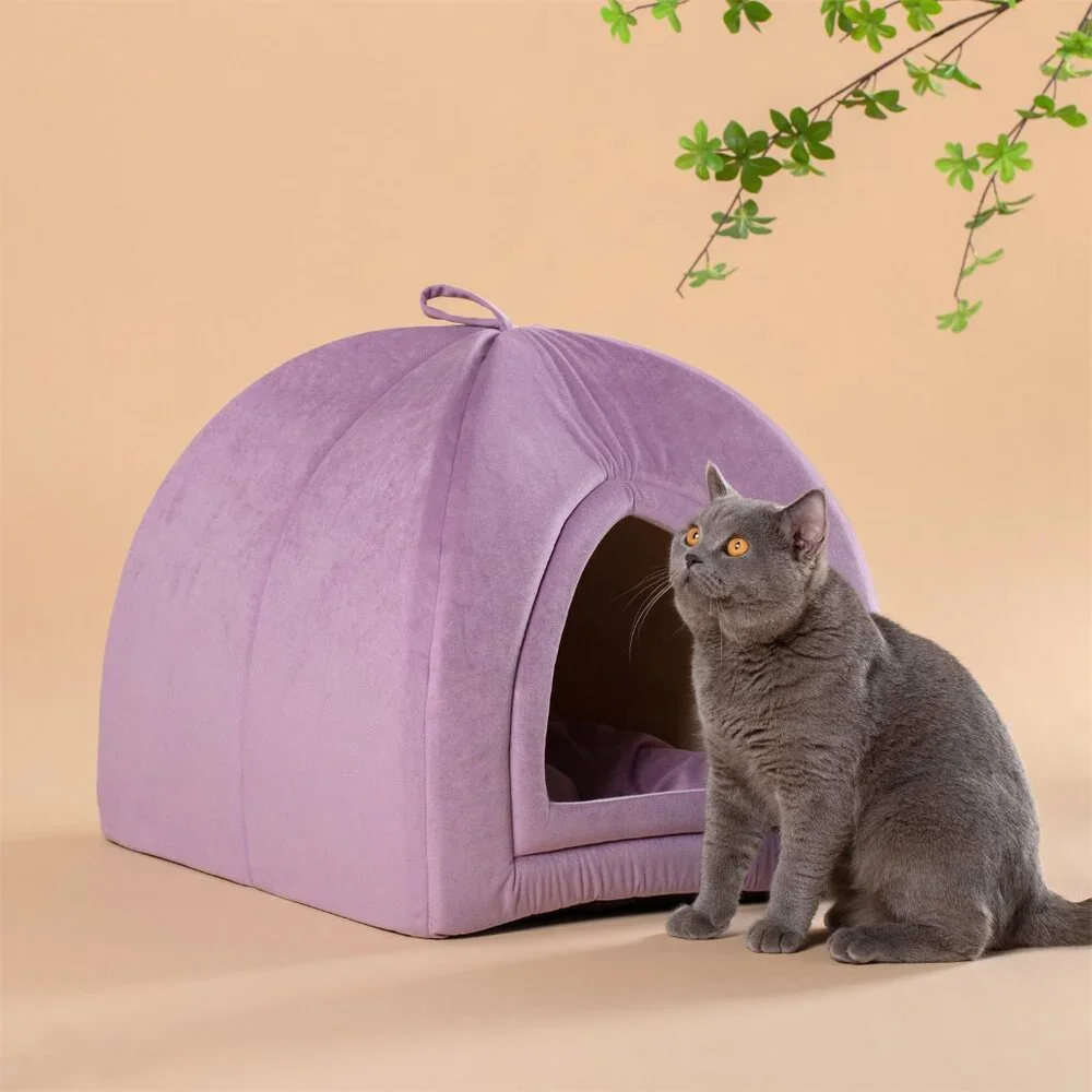 Large Cat Bed - Soft Cat Tent - Purple - 19x19 inches - New In Original Packagi